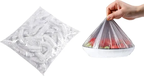 Miniatura 7 de Yeahgoshopping Cubierta de plástico desechable reutilizable para alimentos, fácil con tapas elásticas de cocina, cuencos también se utilizan como