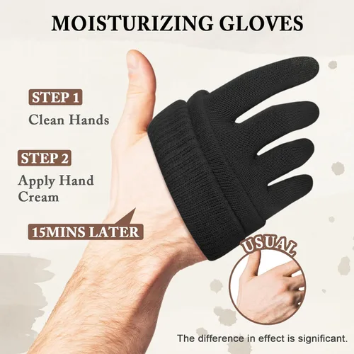 Miniatura 2 de MIG4U Guantes de belleza hidratantes para pantalla táctil, guantes de dormir grandes para hombres, spa, manos secas, loción nocturna, protección UV
