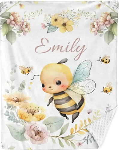 Miniatura 8 de Mantas de bebé personalizadas para niños, manta de felpa suave de doble capa con respaldo de puntos, manta personalizada de oso minky, manta de bebé