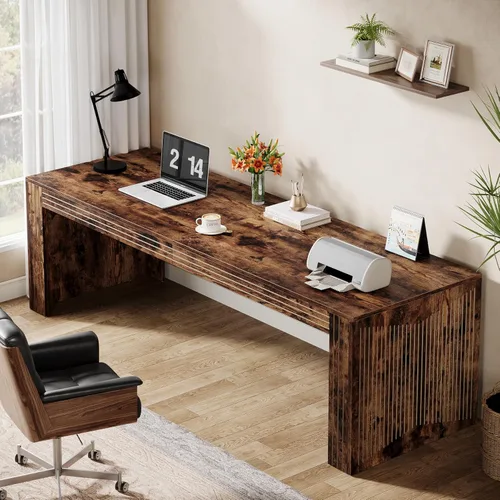 Miniatura 15 de Tribesigns 79-Inch Extra Long Desk, Two Person Double Desk for Home Office, Wooden Long Computer Desk Writing Table for Office, Coffee Brown