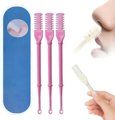 Miniatura 10 de Cortador de vello nasal 2 en 1 mejorado, herramienta de eliminación de vello de fosa nasal de doble cara, recortadora manual de vello de nariz