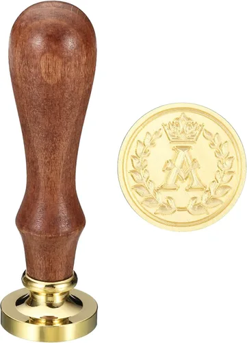 Miniatura 25 de PATIKIL Sello de cera del alfabeto I, sello de cera de sellado de letra inicial, clásico retro, cabeza de latón extraíble, mango de madera