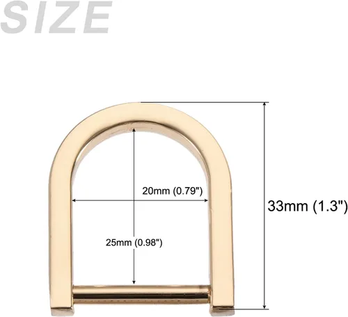 Miniatura 2 de METALLIXITY Metal D Rings Non-welded D-shaped Ring Buckles for DIY Keychains Card Holders Purse Tono dorado