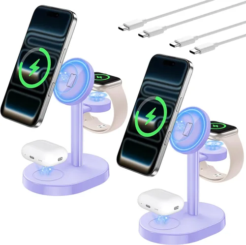 Miniatura 22 de Hevanto 25W 3 in 1 Super Fast Charging Station for Apple MagSafe Charger, Wireless Magnetic Mag-Safe Charger Stand for iPhone 17 16 15 14 13 12