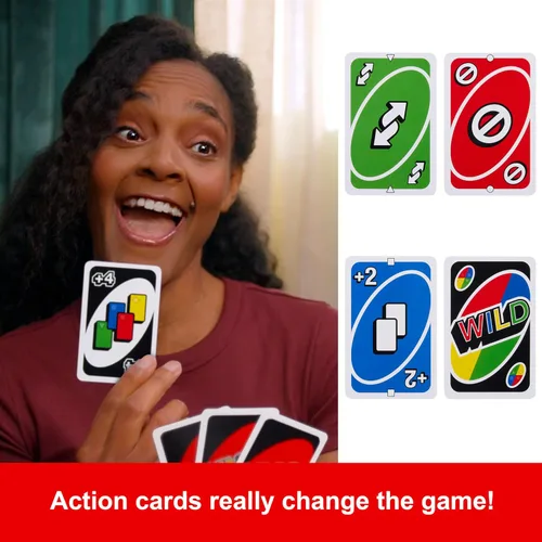Miniatura 3 de Mattel Games Juego de cartas UNO para niños, adultos y noches y fiestas familiares, viajes y vacaciones, baraja accesible y personalizable