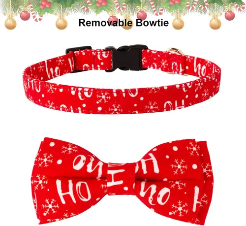 Miniatura 4 de ADOGGYGO Collares de Navidad para Perros con Corbatín, Collar Ajustable de Navidad para Mascotas con Corbatín Rojo Verde, Collares de Navidad