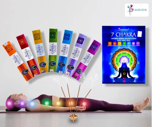Miniatura 6 de Juego de regalo de varillas de incienso Chakra 140 varillas de incienso para aromaterapia, yoga y relajación 7 aromas únicos de alineación