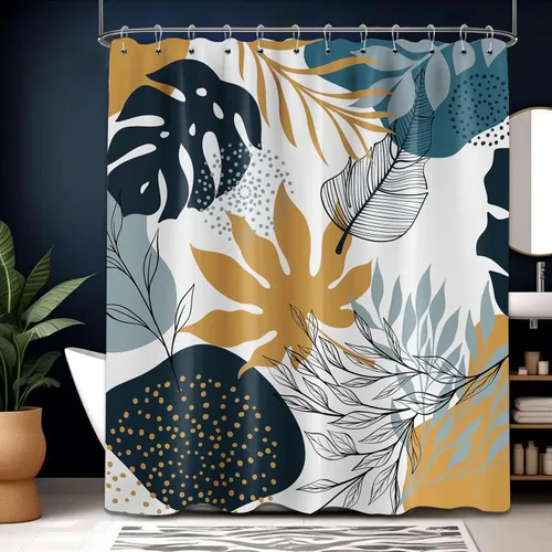 Miniatura 54 de Cortina de ducha floral para primavera y verano, flores silvestres, flores y mariposas, decoración de baño, tela impermeable con ganchos, 70