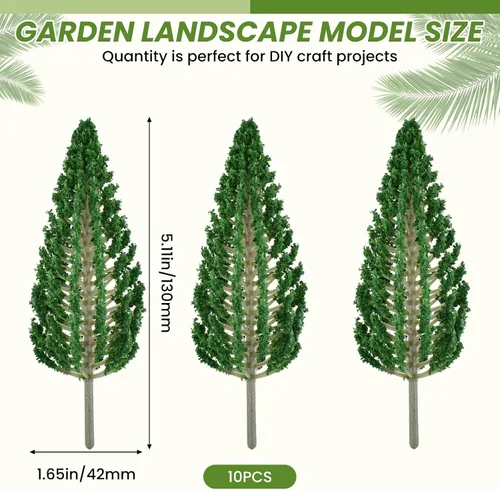Miniatura 2 de Modelo de paisaje de jardín, pino verde oscuro, 5 pulgadas (5.118 in), accesorio para hacer arquitectura, mesa de arena y plataforma de estación, 10