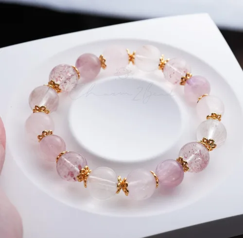 Miniatura 145 de Precious Gemstone Natural Crystal Healing Bracelet, Rutilated Quartz, Moonstone, Quartz Handmade Original Design Bracelet