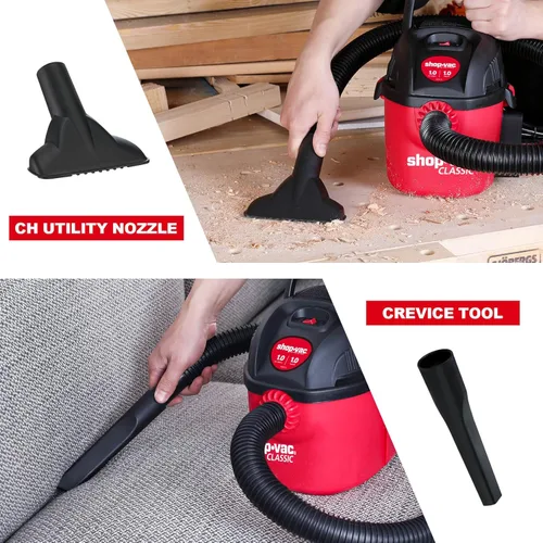 Miniatura 7 de Shop-Vac 2021000 Aspiradora húmeda y seca de 1 galón y 1 HP máximo, microaspiradora compacta portátil con soporte de pared de mango plegable y Rojo