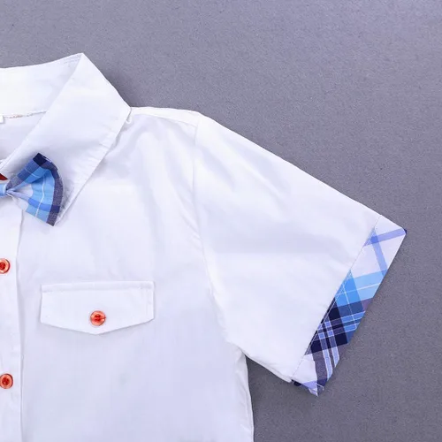 Miniatura 4 de MYGBCPJS Conjunto de 3 piezas para niño camisa a cuadros camiseta tirantes