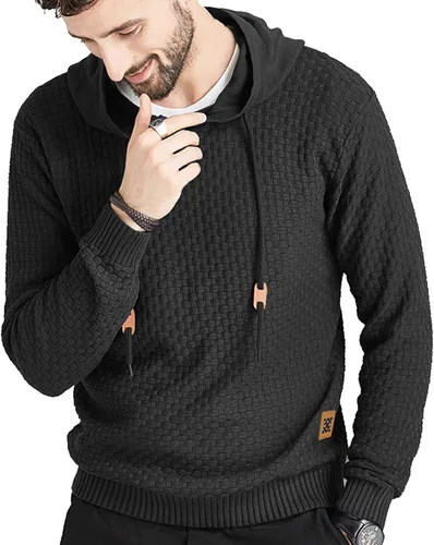 Miniatura 2 de Zaitun - Sudadera de punto con capucha para hombre, de manga larga, color liso, suéter con capucha