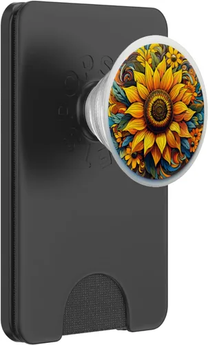 Miniatura 7 de Mandala Geométrico Acuarela Girasol Patrón Floral Mujeres PopSockets Estándar PopGrip
