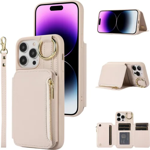 Miniatura 8 de UEEBAI Funda tipo cartera cruzada para iPhone 13 Pro Max de 6.7 pulgadas, tarjetero con función atril y bloqueo RFID, funda de piel sintética