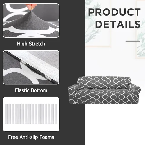 Miniatura 4 de Peryiter Juego de 1 funda de sofá gris oscuro para sala de estar, fundas de muebles para sofá y sofás, funda de sofá biplaza o sillón, protector