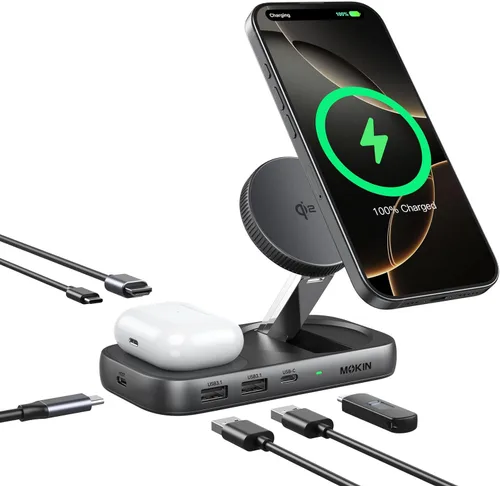 Miniatura 14 de Estación de acoplamiento USB C 3 HDMI, estación de acoplamiento 12 en 1, pantalla triple, base para monitor doble, concentrador USB-C 3 HDMI