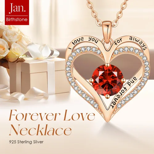 Miniatura 119 de LOUISA SECRET Love Heart Birthstone Necklaces for Women, Birthday Gift for Women, Anniversary Jewelry for Wife Her, 925 Sterling Silver Pendant