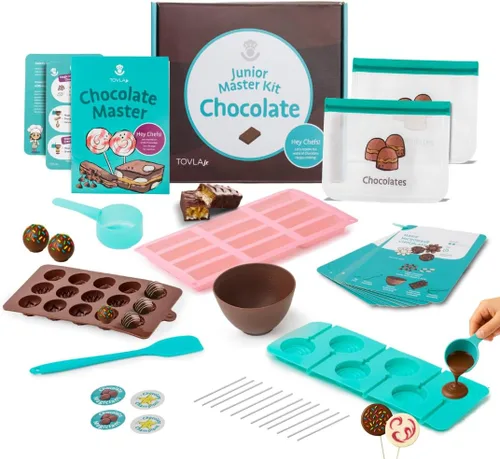Tovla Jr. Kit de fabricación de chocolate real para niños | Aprende a cocinar con herramientas reales | Set de regalo educativo STEM a partir de 4