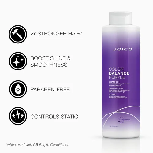 Miniatura 3 de Joico Color Balance - Juego de champú y acondicionador morado, elimina los tonos cobrizos y amarillos, para cabello rubio o gris frío