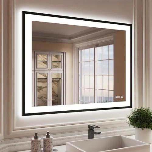 Miniatura 58 de ISKM Espejo LED con marco para baño de 40"x30", espejo de baño LED regulable con luces, antivaho, espejo iluminado frontal y retroiluminado de 3