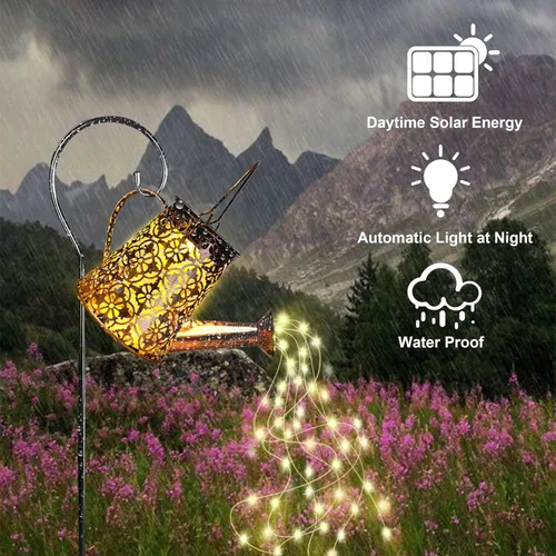 Miniatura 4 de Luces solares para regadera de jardín con luces en cascada, regalos de Navidad, regalos de jardinería de hadas para mamá, luces solares de Navidad