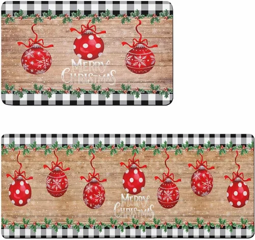 Tapete de baño de bola de Navidad roja para bañera, antideslizante, de secado rápido y absorbente, tierra de diatomeas, fregadero de ducha, lavable,