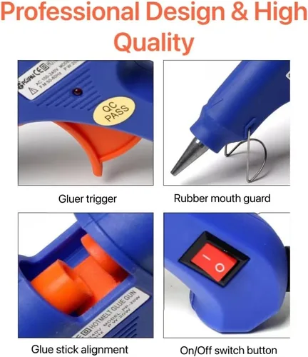 Miniatura 2 de Pistola de pegamento caliente con 10 barras de pegamento, kit de mini pistola de pegamento de 30 W, para uso escolar de artes y manualidades, Azul