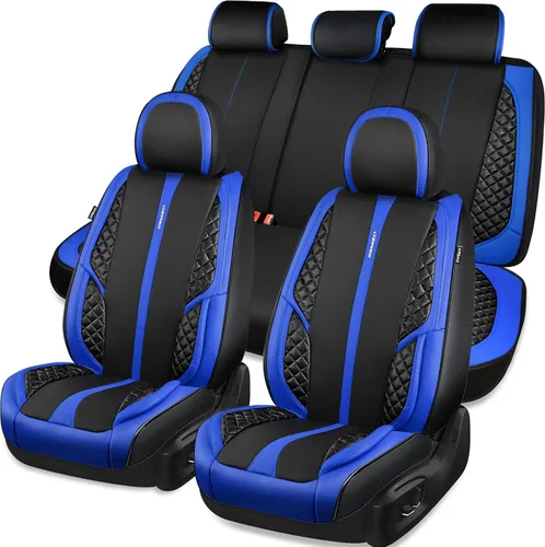 Miniatura 8 de CAR PASS Fundas de Asiento de Cuero de Gamuza Juego Completo Protector Suave Duradero Acolchado Cálido en Invierno Transpirable en Verano, Funda Gris