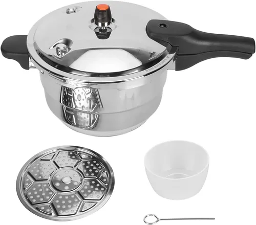 Miniatura 8 de Olla a presión de acero inoxidable de 80 Kpa, gran capacidad, olla a presión con estante de vapor compatible con cocina de gas y inducción (6L)