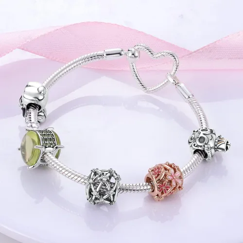 Miniatura 3 de Parmuz Charm Bracelet For Woman 925 Sterling Silver Basic heart clasp Iconic Moments Snake Chain Bracelet Gift for Teen Girls Men Mother Daughter