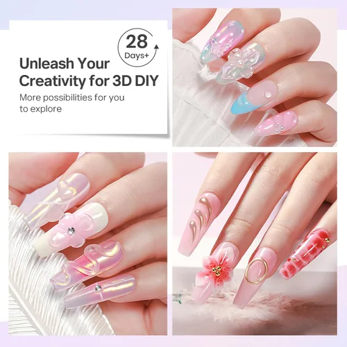 Miniatura 6 de MIZHSE Gel 3D transparente para arte de uñas, gel constructor sólido para uñas, 5 en 1, escultura no pegajosa, geles de extensión de uñas