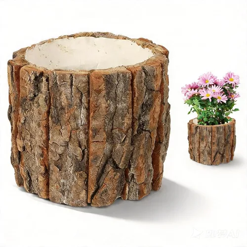 DOITOOL Maceta de troncos de troncos de madera, maceta rústica de corteza para centros de mesa, bodas, fiestas, hogar, oficina, balcón, decoración