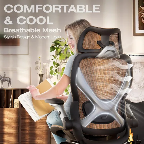 Miniatura 9 de ELABEST X100 Silla de Oficina Ergonómica con Reposapiés, Silla Grande y Alta para Escritorio en Casa con Brazos Desmontables 5D, Soporte Lumbar
