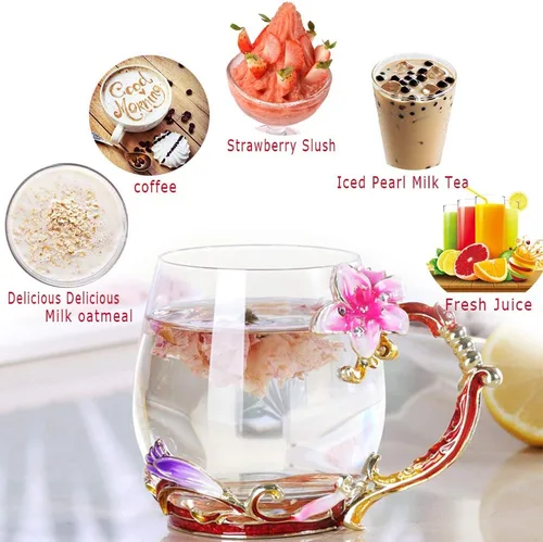 Miniatura 5 de Taza de té, regalos del día de la madre, tazas de café de regalo, taza de té de vidrio de flor de lirio, ideas únicas de regalos de cumpleaños
