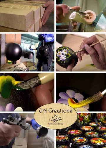 Miniatura 5 de UA Creations - Joyero redondo pequeño con flores sobre laca negra diseño floral
