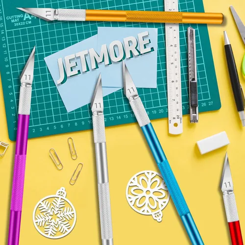 Miniatura 5 de Jetmore Juego de 10 cuchillos Exacto, cuchillos de precisión para manualidades y pasatiempos para proyectos de bricolaje, álbumes de recortes, Multi