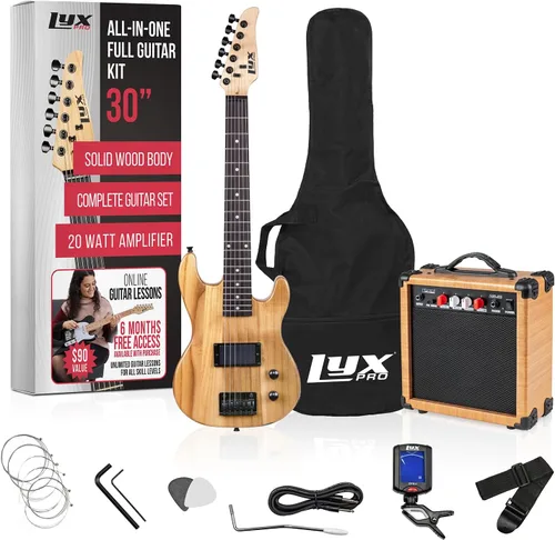 Miniatura 9 de LyxPro Guitarra eléctrica de 30 pulgadas y kit de iniciación para niños con guitarra para principiantes de tamaño 3/4, amplificador, seis cuerdas