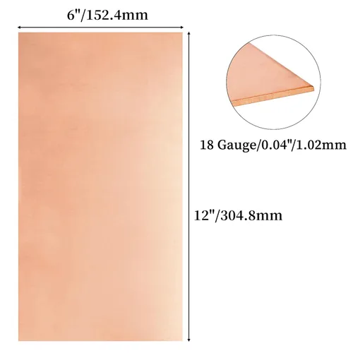 Miniatura 2 de GOORY 3 piezas de lámina de cobre puro - 18 calibre (1.02 mm) de espesor 6" x 12" 99.9%+ placa de cobre - Lámina de metal delgada de doble cara