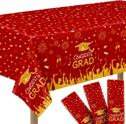 Miniatura 5 de Graduation Decorations 2026, Pack of 3, 54 x 108 Inches, Plastic Graduation Tablecloth, Graduation Decorations Class of 2026 Disposable Rectangle