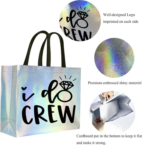 Miniatura 5 de CUTERUI GIFTED 1 bolsa de regalo iridiscente I Do Crew no tejida para regalos de dama de honor, regalos de despedida de soltera, regalos de fiesta