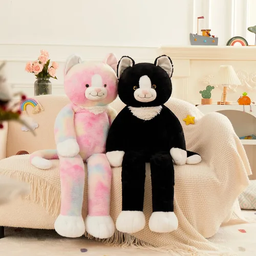 Miniatura 8 de Tezituor Peluche de Gato Gigante de 39.5 Pulgadas, Juguete de Peluche de Gato de 3.2 Libras con Patas Largas, Almohada Corporal Grande de Gatito