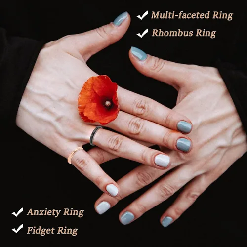 Miniatura 5 de Nanafast Anillos de ansiedad de acero de titanio de 0.118 pulgadas para mujeres y hombres, anillos multifacéticos para ansiedad, anillos giratorios