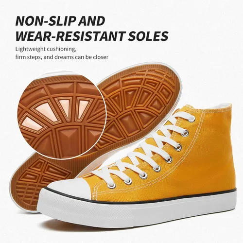 Miniatura 2 de Zapatillas de lona altas para hombre, zapatos de lona casuales con cordones para hombre, zapatos de lona de moda blanca y negra para caminar