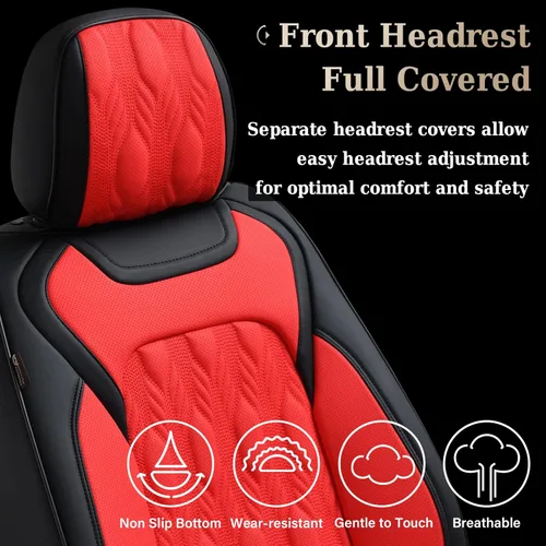 Miniatura 8 de Coverado Juego Completo de Fundas de Asiento de Automóvil, Fundas de Asiento de Cuero de Lujo para Delantero y Trasero, Fundas de Asiento En