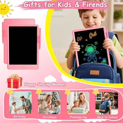Miniatura 3 de Decute Tableta de escritura LCD con lápiz capacitivo, tablero de dibujo reutilizable de 10 pulgadas para niños, regalo educativo de Navidad y Rosa