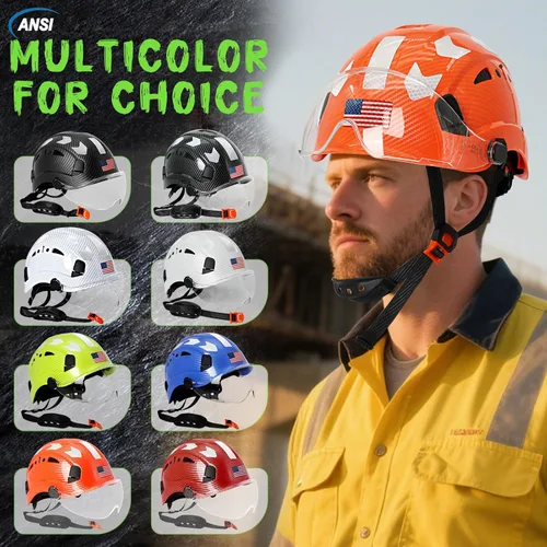 Miniatura 8 de Aolamegs Carbon Fiber Pattern Hard Hat with Visor, ANSI Z89.1 Vented Safety Helmet, OSHA Approved Construction Hardhat for Men, 6-Point Suspension