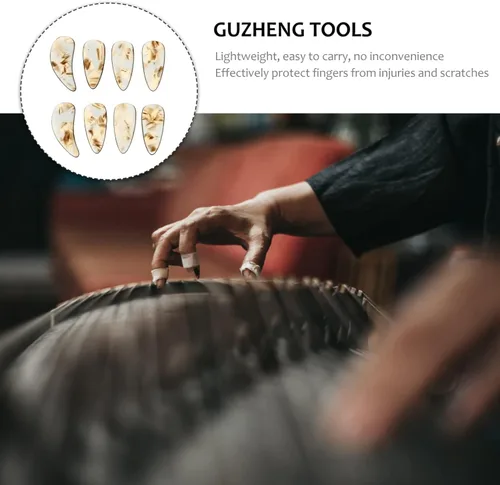 Miniatura 2 de Mikinona Guzheng, 8 unidades, protectores de dedos ligeros, para práctica, uñas postizas para principiantes Guzheng, accesorios cómodos y duraderos