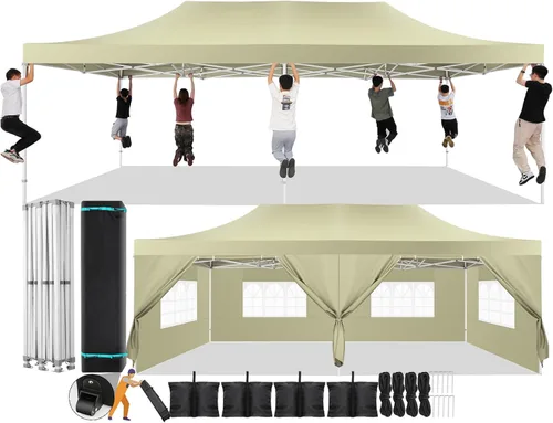 Miniatura 12 de COBIZI Toldo desplegable de 6.6 x 6.6 pies sin pared lateral, toldo resistente UPF 50+ para todas las estaciones, resistente al viento e Azul