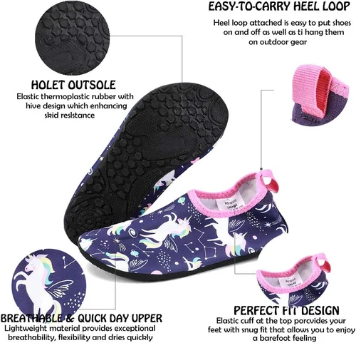 Miniatura 3 de HIITAVE Zapatos acuáticos antideslizantes para la playa, natación, secado rápido, calcetines acuáticos para niños y niñas pequeños